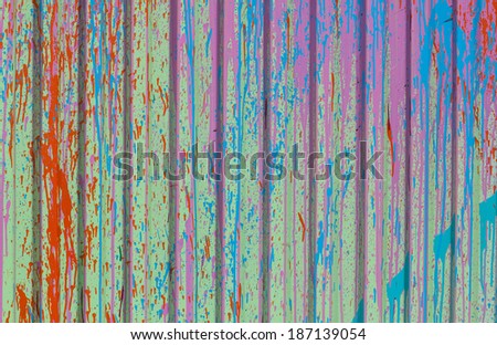 the background texture is multi color red gray green yellow blue gray, metal leaf, a profile