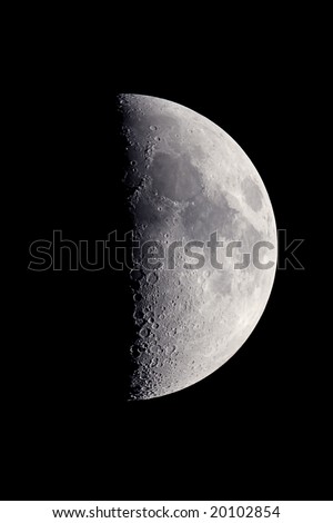waxing crescent moon. stock photo : First quarter