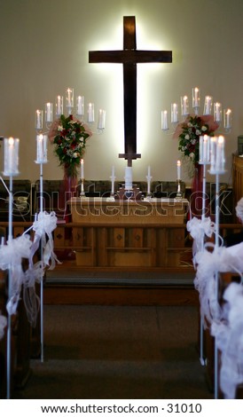 Church Wedding Decorations on Stock Photo   A Church Cross And Decorations From A Wedding
