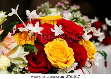stock photo A red and yellow wedding bouquet