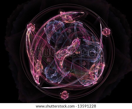 chaos abstract fractal in purple over black
