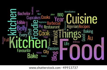 stock photo : large group of scattered multi-color words describing or 
