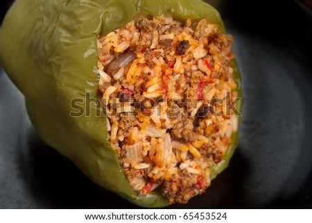 stuffed green pepper with spanish rice