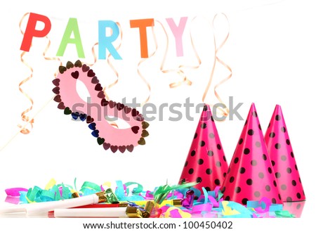 Party items isolated on white