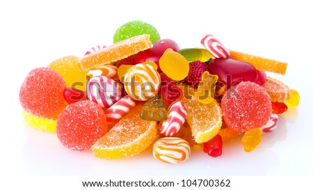 colorful jelly candies isolated on white