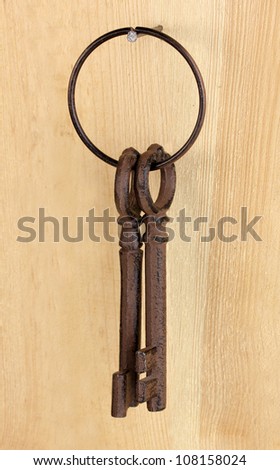 bunch of keys on wooden background