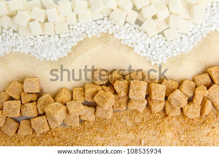 Sweetener with white and brown sugar close-up