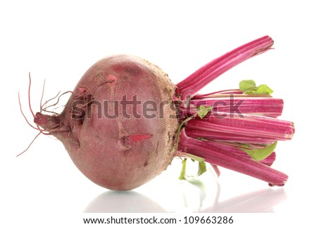 Young red beet isolated on white