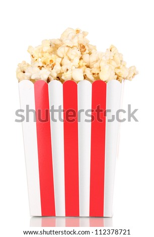 classic box of popcorn isolated on white classic box of popcorn isolated on white