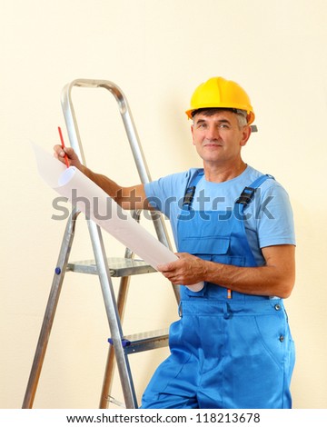 Architect studying construction project