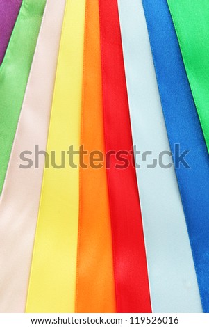 bright silk ribbons, close up