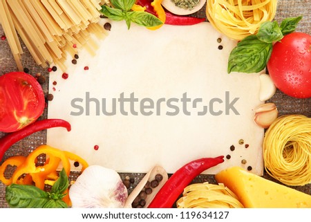 stock-photo-paper-for-recipes-spaghetti-with-vegetables-and-spices-on-sacking-background-119634127.jpg