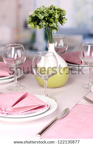 Elegant table setting in restaurant