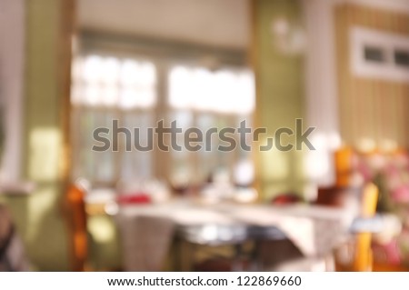 Interior of cafe, background