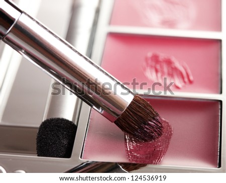 makeup set with brush closeup