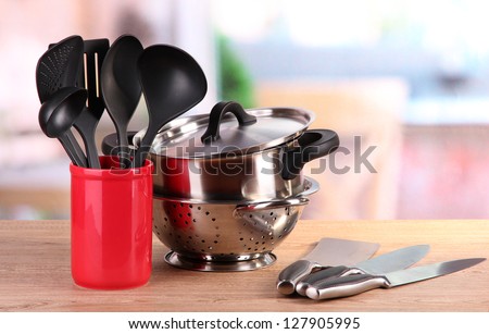 kitchen tools on table in kitchen