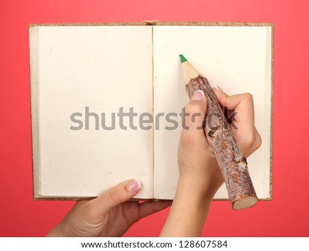Hand write on notebook, on color background