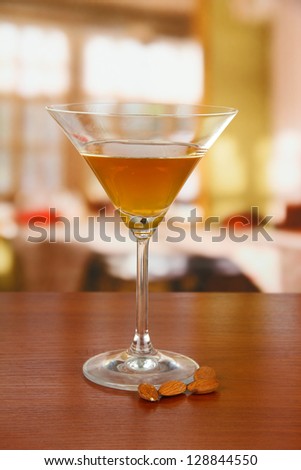 Tasty color liquor, on bright background