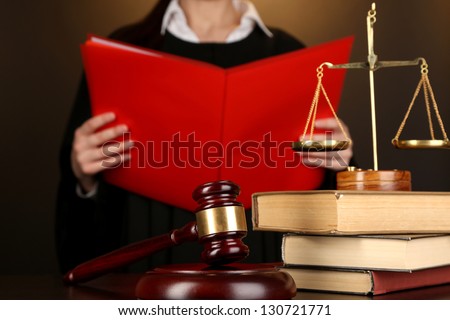 Judge read verdict on brown background