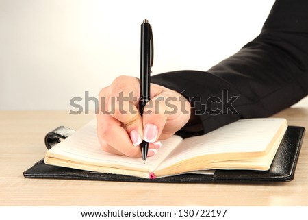 Hand write on notebook, on white background