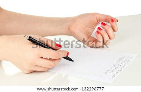 Write off exam isolated on white