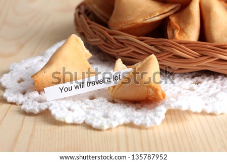 Fortune cookies on wooden table