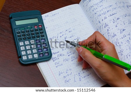 Home work, calculation with pen and calculator