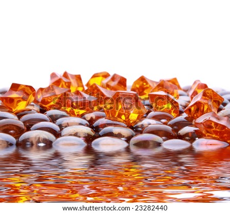 stock photo : brown shiny stones and gems on white background