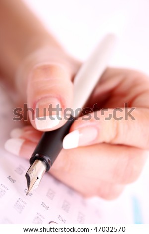 Pen in hand make some corrections in printed digits