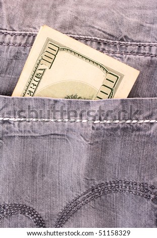 Dollar bank note  in the jeans pocket