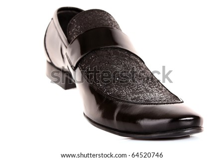 Black shiny man\'s shoe isolated on white