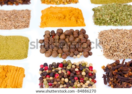 spices isolated on white