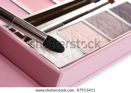 makeup set with brush closeup