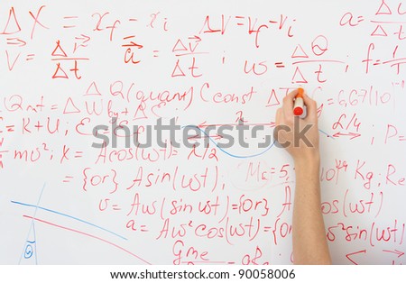 writing on the whiteboard formulas, closeup