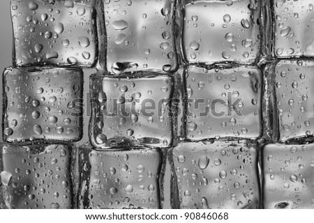 Melting ice cubes closeup