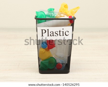 Bucket for waste sorting on room background