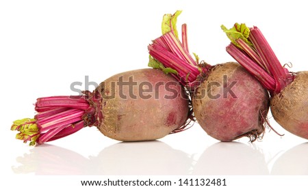 Young beets isolated on white