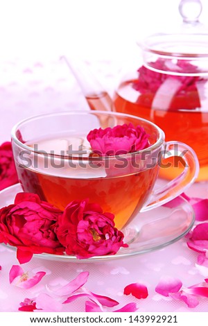 Rose tea close up