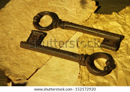 Antique keys on dark background