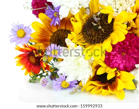 Bouquet of wild flowers isolated on white
