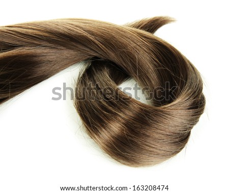 Shiny brown hair isolated on white
