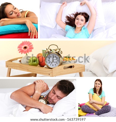 Waking up themed collage