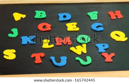 Colorful letters on school board close-up