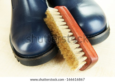 Shoe polishing close up