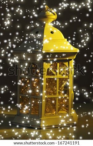 Decorative glowing lantern at night