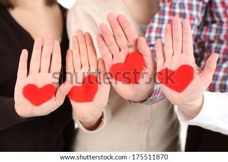 Hands with hearts,  close up