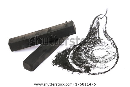 Black drawing charcoals isolated on white