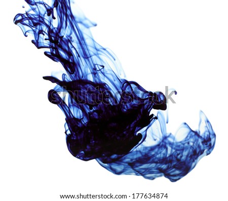 Ink in water isolated on white