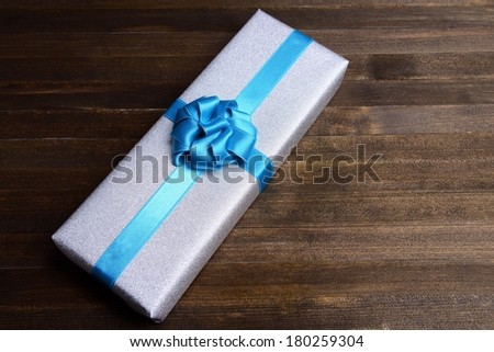 Gift box on table close-up