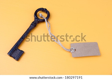 Key with empty tag, on color  background